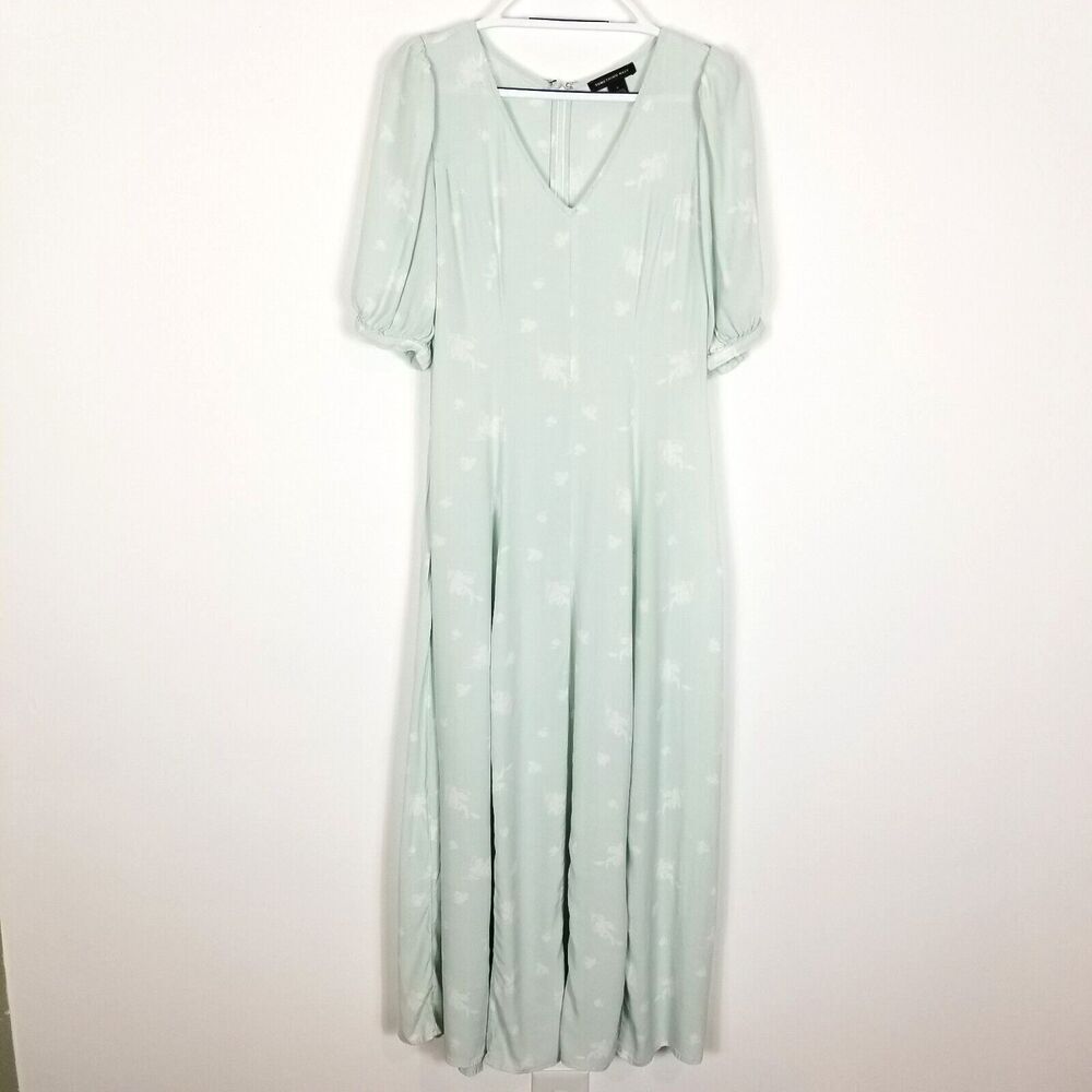 Something Navy Women Maxi Dress Sz S Teal Chalk Etch Flowers Summer Short Sleeve